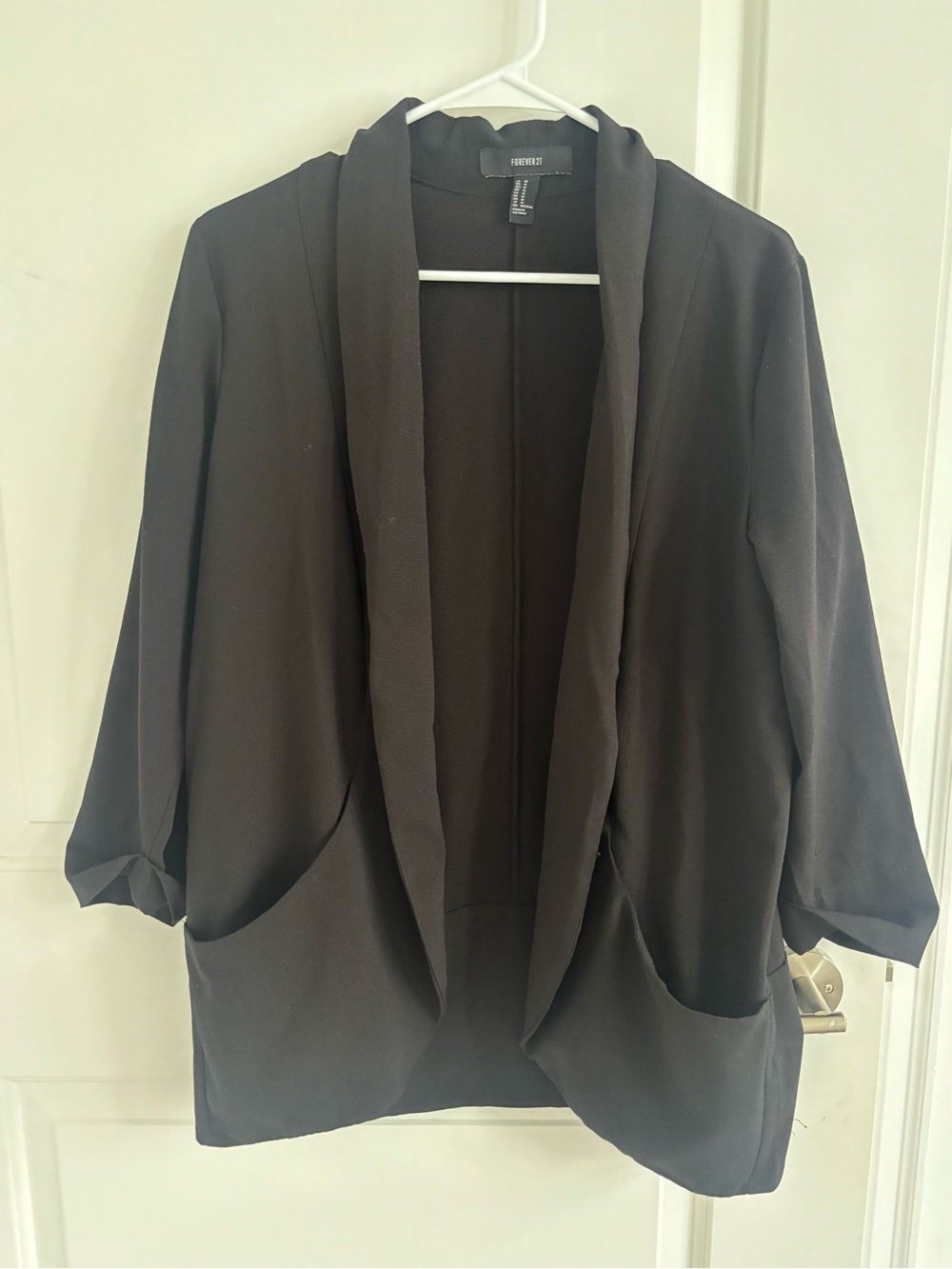 Forever 21 Black Draped Open-Front Blazer